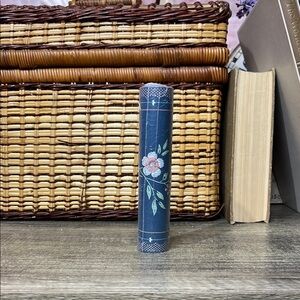 Vintage Vinyl Border Wallpaper Navy Floral Print Retro